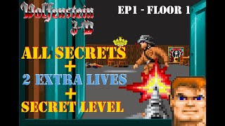Wolfenstein 3D:  Ep1 Floor 1 - All Secrets + Extra Life + Secret Floor Location