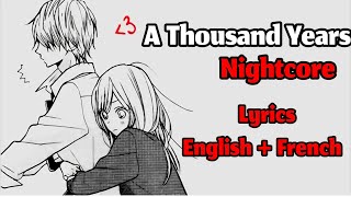 [NIGHTCORE] A Thousand Years ~ English & French LYRICS