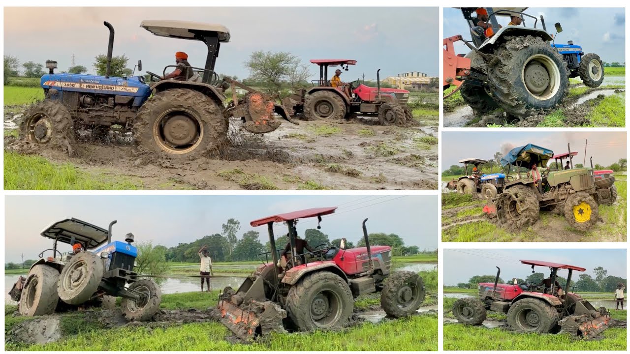 2 ट्रैक्टर लगाने इसको निकालने के लिए New Holland 3630 Pulled by John Deere 5310 Mahindra Arjun NOVO