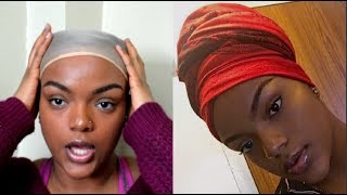 Short or No Hair, EASY Headwrap/Turban Tutorial  (Chemo & Hair Loss Friendly)