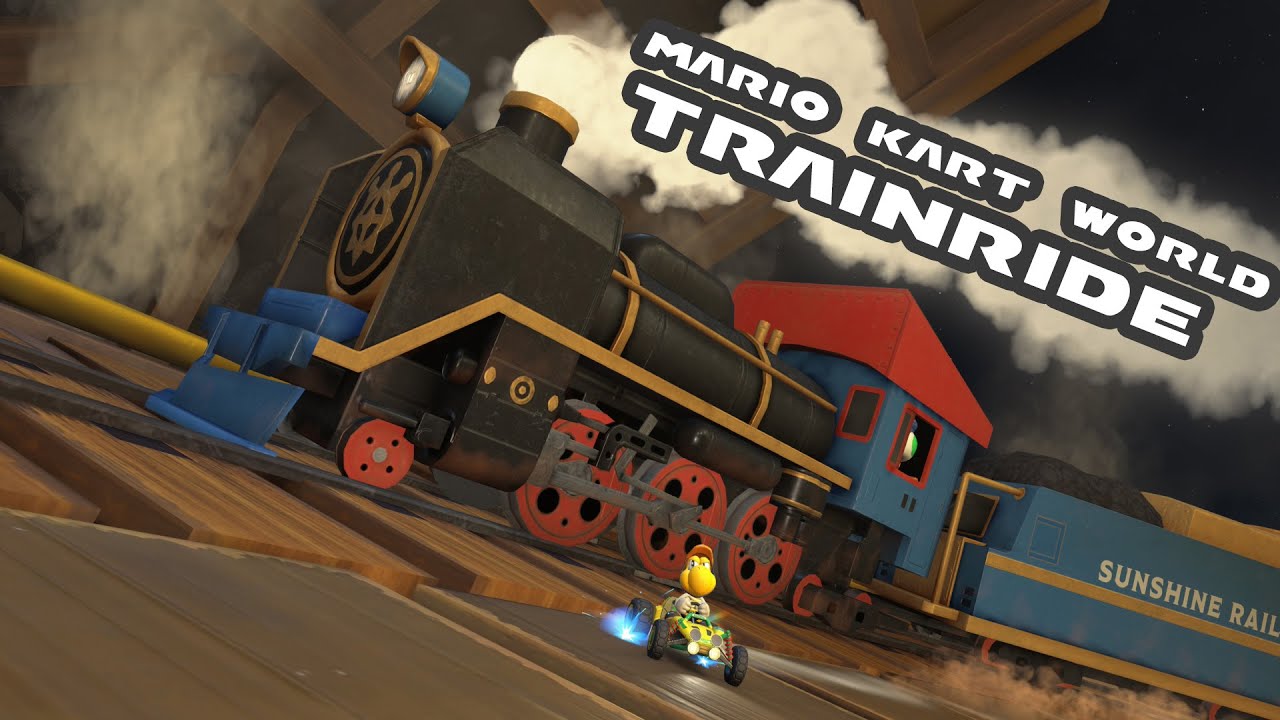 Taking the train in Mario Kart World