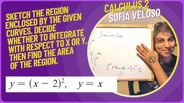6.1.7 Sketch the region. Decide whether to integrate with respect to x or y. y = (x - 2)^2,  y = x
