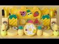 YELLOW SLIME. Mixing makeup and glitter into Clear Slime. Satisfying Slime Videos