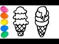 Морозиво #1 / Як намалювати та розмалювати кольорове морозиво/ Вiдео для дiтей