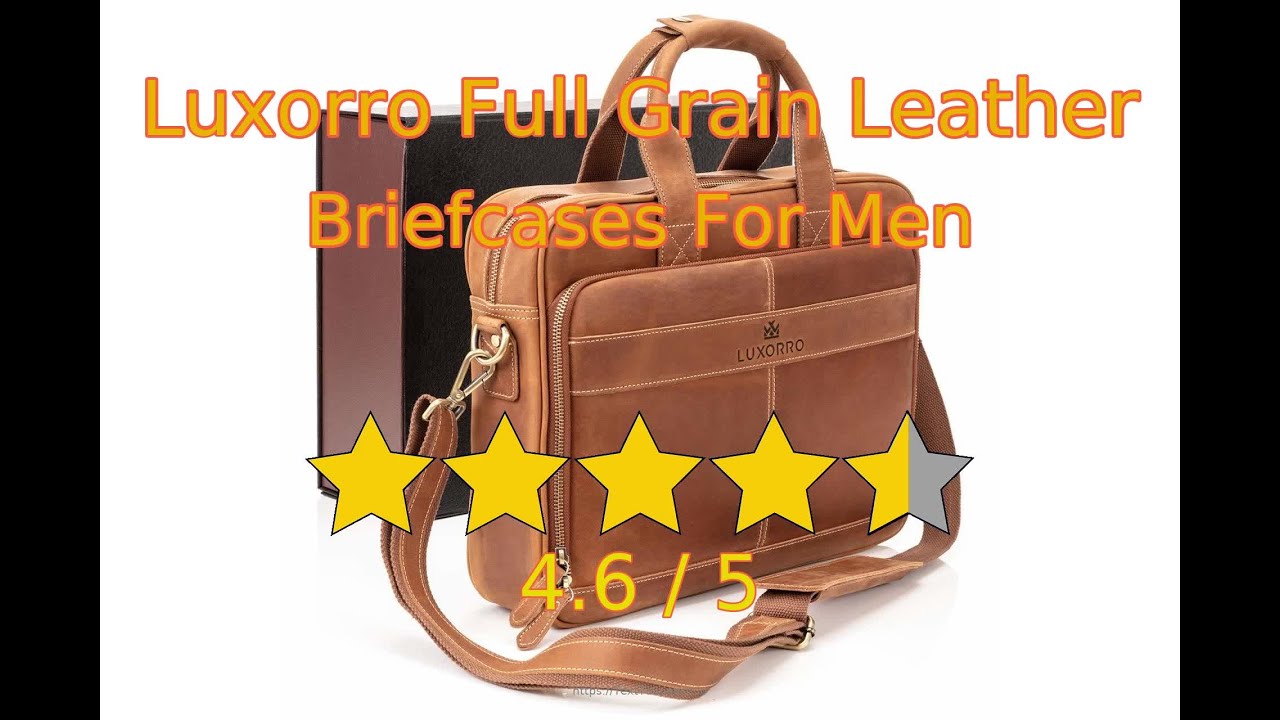 Luxorro Leather Briefcases for Men, Soft, Full Grain Leather Laptop Bag  for Men W/Hand Stitching That Will Last A Lifetime, Slim But Spacious