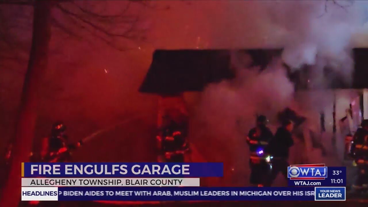 Crews respond to garage fire in Blair County - YouTube