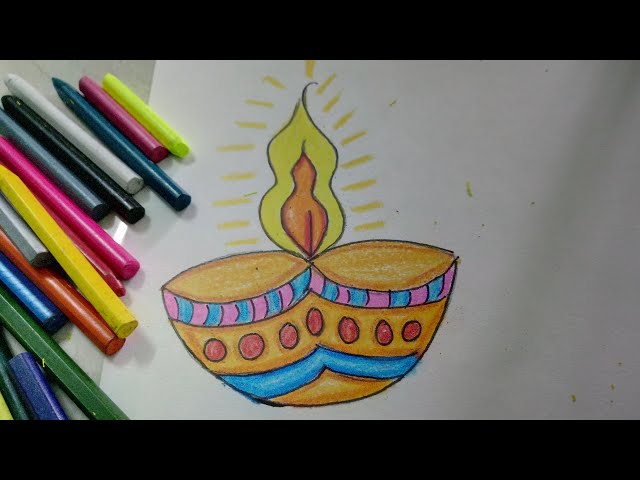 How to draw colourful diya and lantern for Diwali wishes step by step ve...  | Drawing images for kids, Diwali drawing, Basic drawing for kids