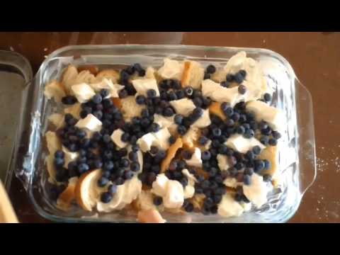 Blueberry cream cheese bread pudding