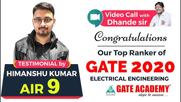 Video Call with Dhande Sir | Himanshu Kumar | AIR 9 | GATE 2020 | EE | GATE ACADEMY