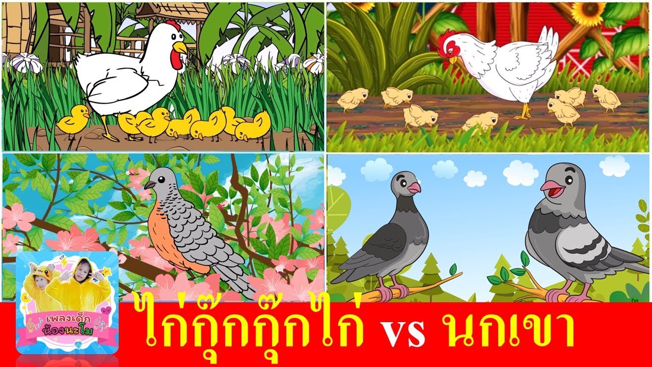 กุ๊กไก่ vs นกเขา | เพลงไก่ เพลงนกเขาบินข้ามเขา การ์ตูนน่ารัก 4 แบบ | เพลงเด็กในตำนาน