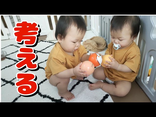 11 months old] The day they learned to put things together
