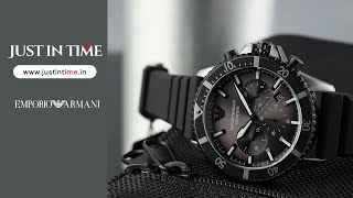 【極美品】 EMPORIO ARMANI 腕時計 ブラックAR11515 Emporio Armani Chronograph Black Silicone Men's Watch