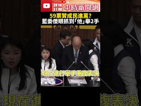 【立院表決戰】韓國瑜喊「59票贊成民進黨」 藍委傻眼抓到「他」舉2手 @ChinaTimes #shorts #韓國瑜 #柯建銘 #議場 #王世堅 #民眾黨 #民進黨