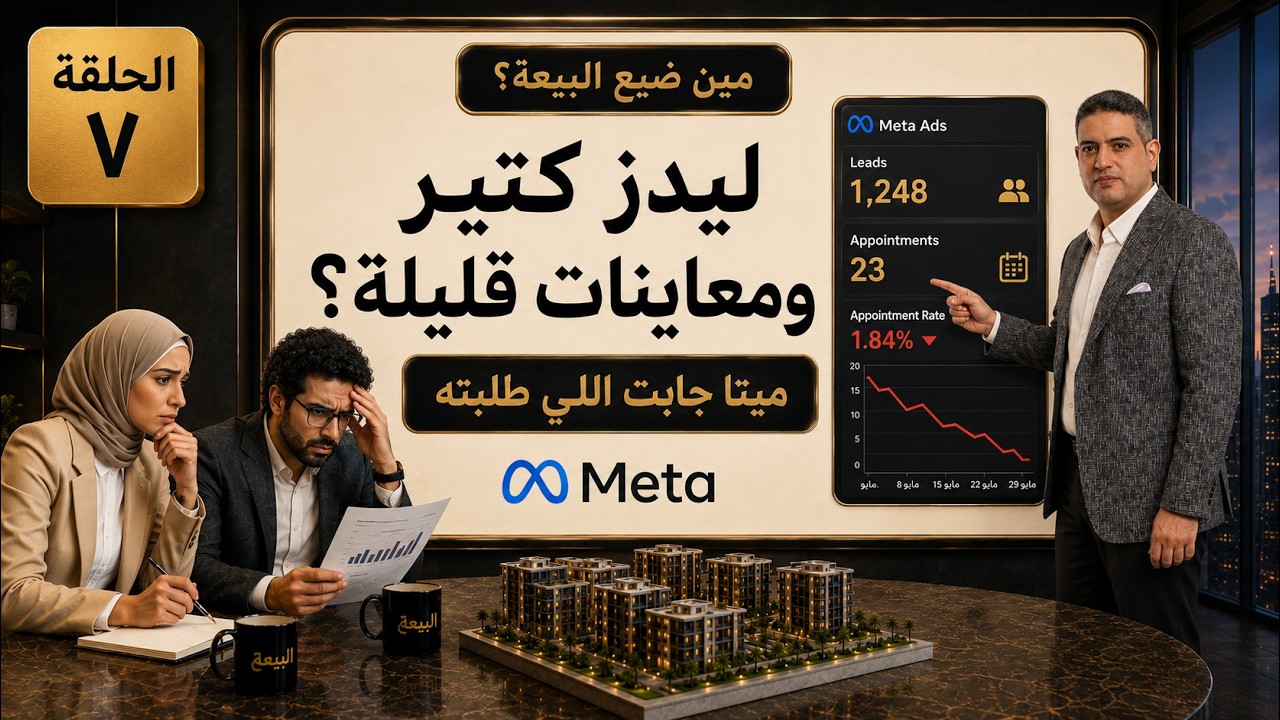صورة الحلقة السابعة من سلسلة مين ضيع البيعة عن إعلانات ميتا العقارية وليدز كثيرة وبيع قليل