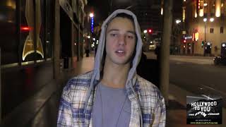 Cameron Dallas talks about his new show Chasing Cameron and answers fan questions outside Katsuya Re