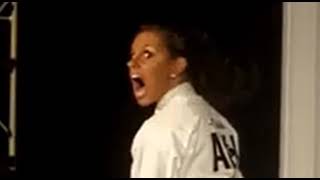 woman does kata, screaming