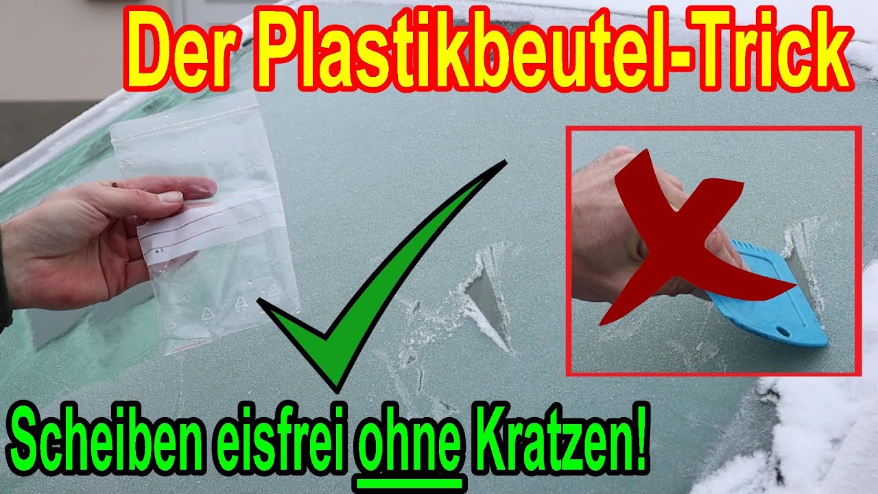 𝗗𝗲𝗿 𝗣𝗹𝗮𝘀𝘁𝗶𝗸𝗯𝗲𝘂𝘁𝗲𝗹-𝗧𝗿𝗶𝗰𝗸: Scheiben eisfrei ohne Kratzen  - Gefrorene Autoscheibe enteisen in Sekunden! 