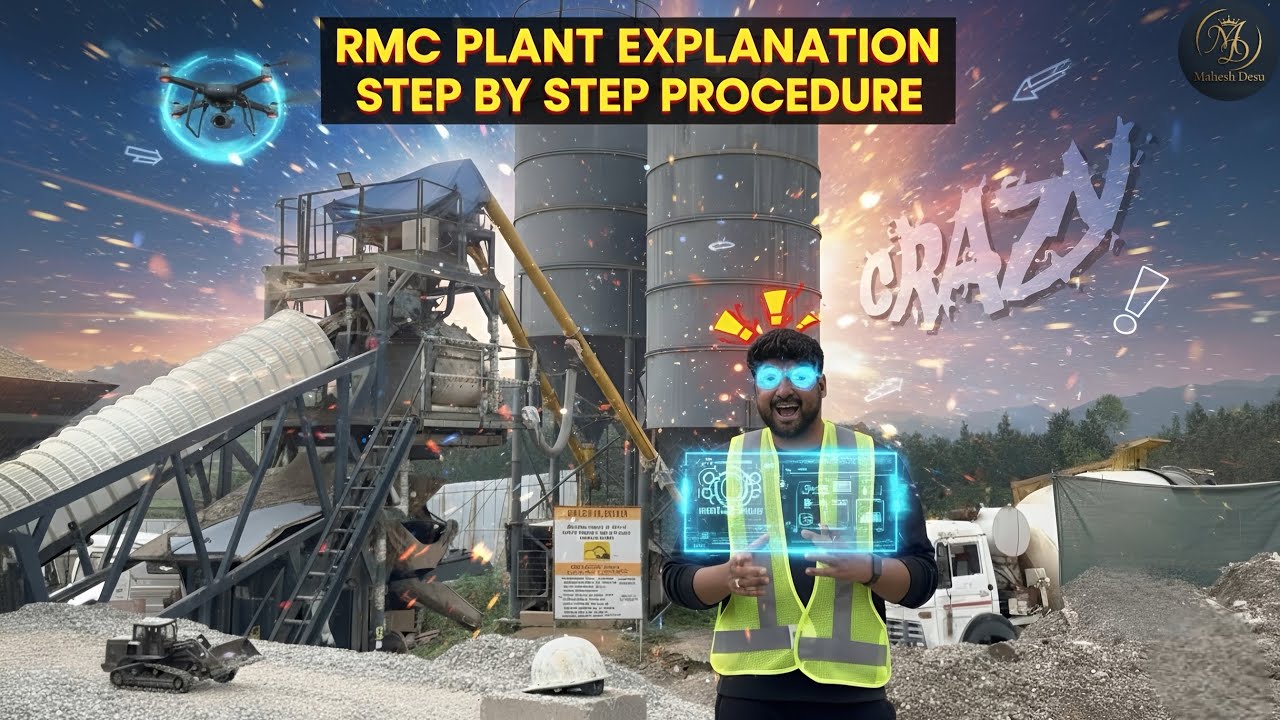 RMC PLANT explanation step by step procedure ||#civiltelugu #maheshdesu ...