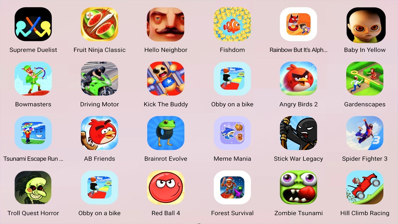 Roblox,Draw To Smash,Grimace Monster Scary Survival,Fishdom,Death Puzzle,Save The House,Bridge Race,