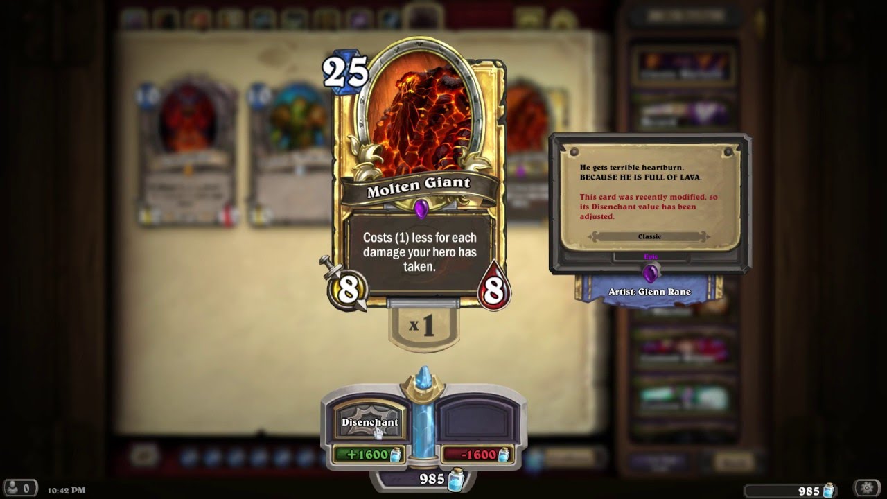 Golden Molten Giant disenchant for full cost
