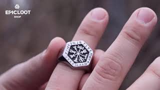 WithLoveSilver 925 Sterling Silver Celtic Vegvisir Viking Compass Protection Ring - Size 9