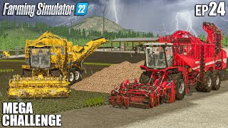 Harvesting ROOT CROPS in EXTREME WEATHER ⛈ | MEGA Equipment Challenge #24 | Farming Simulator 22