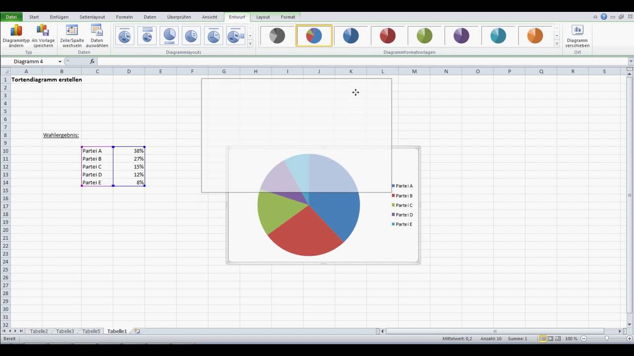 Tortendiagramm In Excel Erstellen Excel Fur Einsteiger Youtube