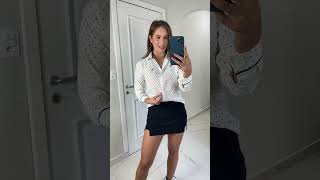 Camisa branca social feminina manga longa Poá - Elegance camisas