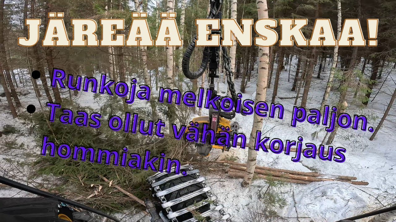 110 litraista ensiharvennusta tien ja ojan välissä. Aika tiukkaa metsää.  Ponsse Scorpion K H7 AC FC