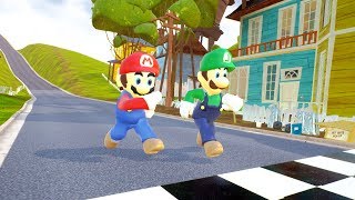 MARIO VS LUIGI RACES - Hello Neighbor