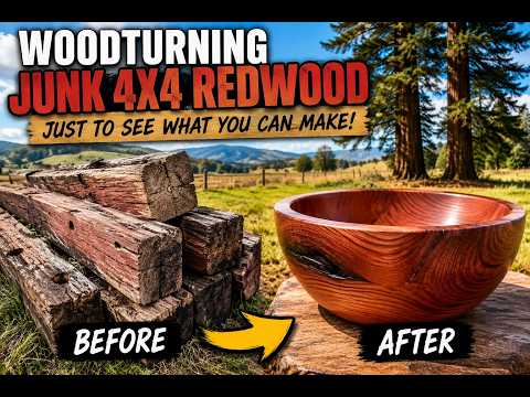 Woodturning old junk redwood lumber from the pasture.
