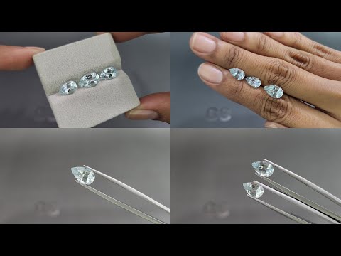 Сет аквамаринов в огранке груша 4,07 карат, Мадагаскар Видео  № 1