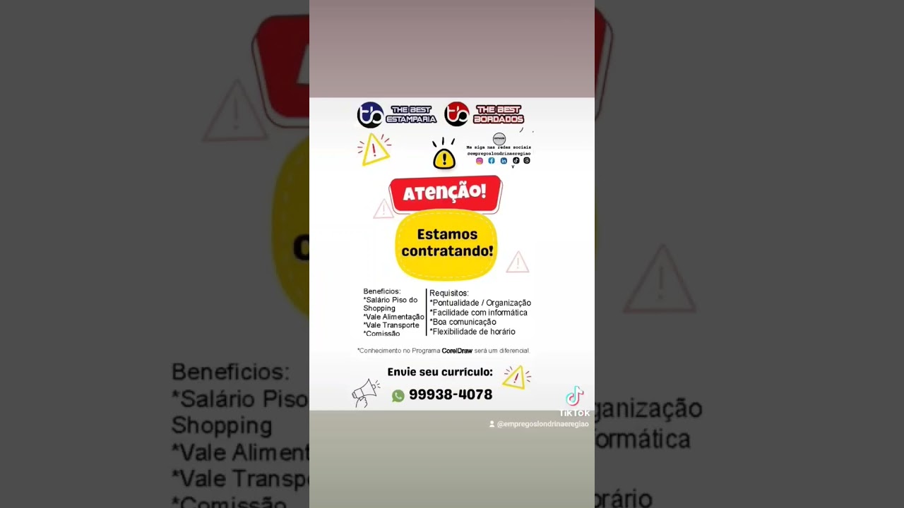 atenção vaga de emprego #empregos #vagas