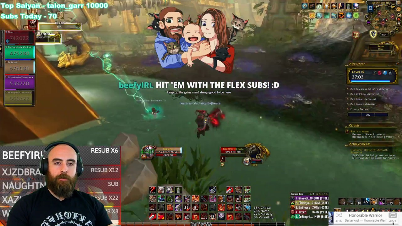 Atal Dazar +15: 473 Fury Warrior - WoW BFA 8.3 Mythic+ Dungeons