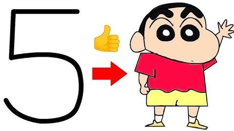 turn number 5 into shinchan cortoon drawing easy-how to draw shinchan cortoon drawing step by step