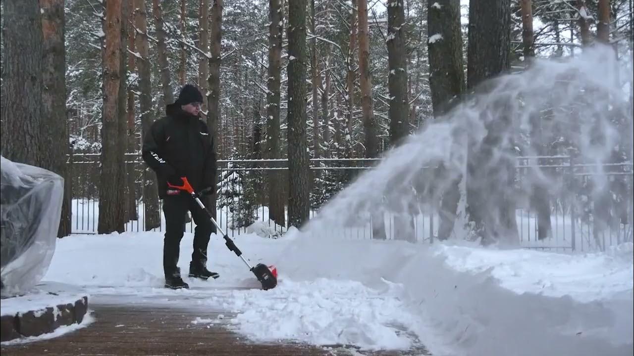 Ручной аккумуляторный снегоуборщик PATRIOT PE 1001UES - YouTube