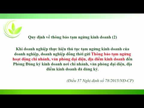 Video Hướng dẫn đăng ký tạm ngừng hoạt động doanh nghiệp qua... - youtube