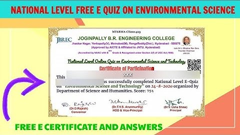 National Level Free e quiz with free e certificate and Answers on General Science -Free Online quiz