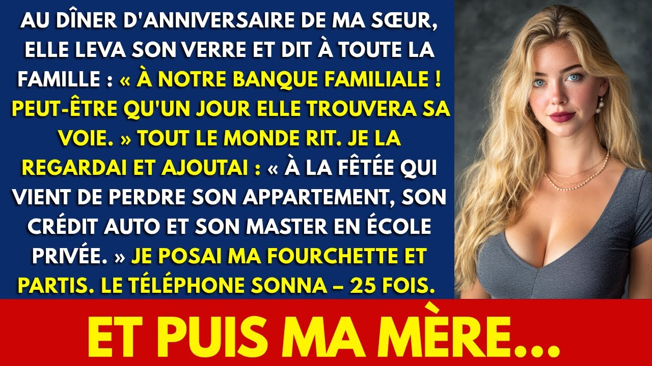 C’était un mardi soir ordinaire, le genre de soirée où je comptais juste survivre à un dîner de famille. Le genre de soirée où je savais déjà que je serais la moins brillante de la table. Mais ce...