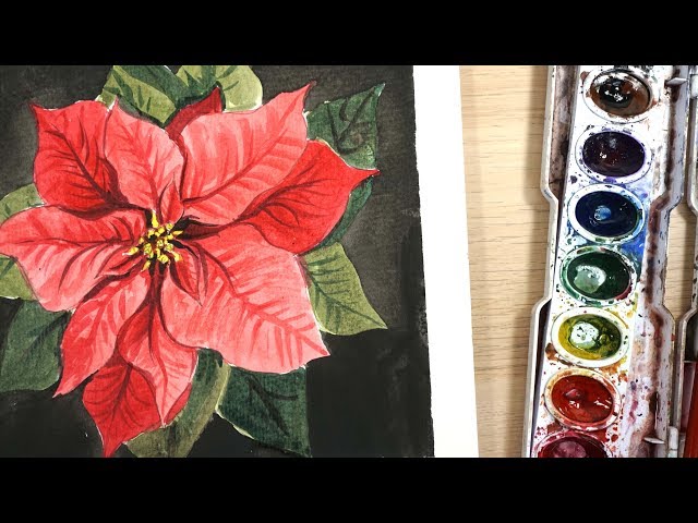 How to Draw and Paint a Poinsettia Flower with Watercolor