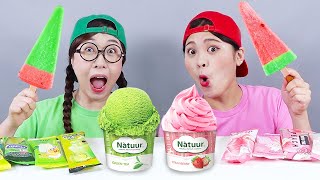 Desafío De Helado Rojo Versus Helado Verde Dona