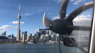 Downtown q400 landing at toronto island airport - view porter airlines