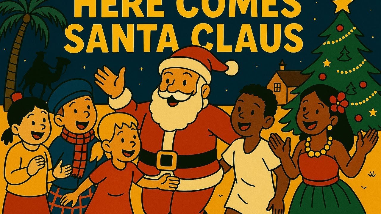 Here Comes Santa Claus 🎅🌟 | Animated Christmas Song for Kids | Yu Yu ...