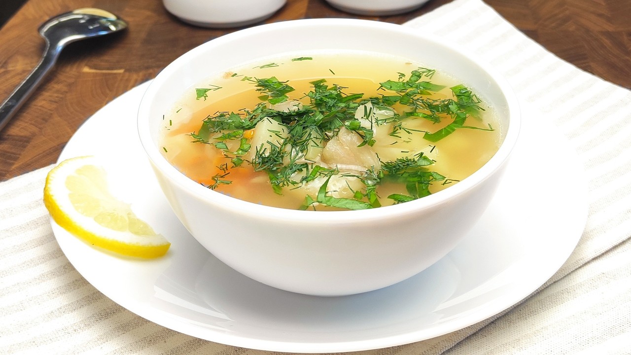 Легкий Рыбный Суп с Овощами | Золотистый Бульон | ASMR