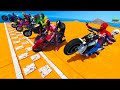 Motos Loucas com Homem Aranha e SuperHeróis! Spiderman Crazy Moto Race Сhallenge GTA V