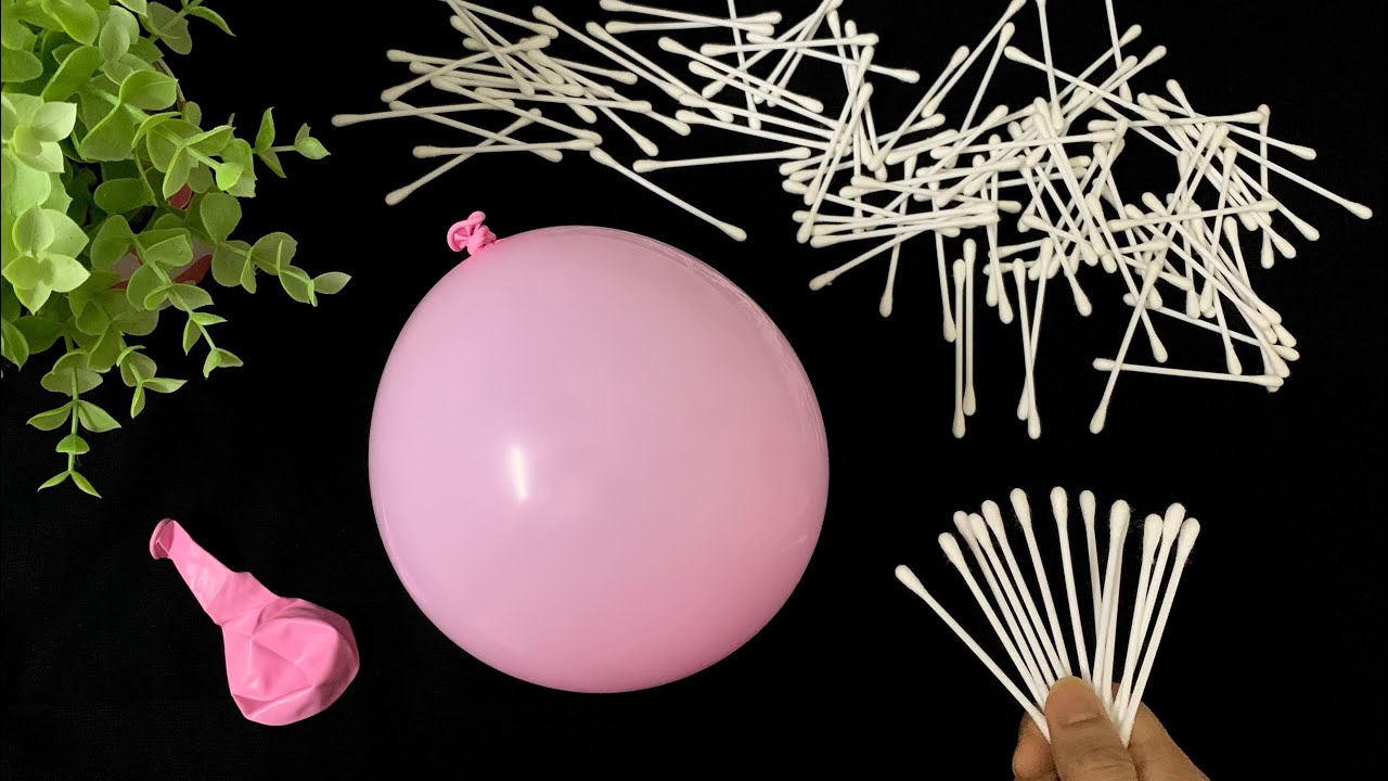 Earbuds craft ideas | How to make hanging lamp using balloon with cotton buds