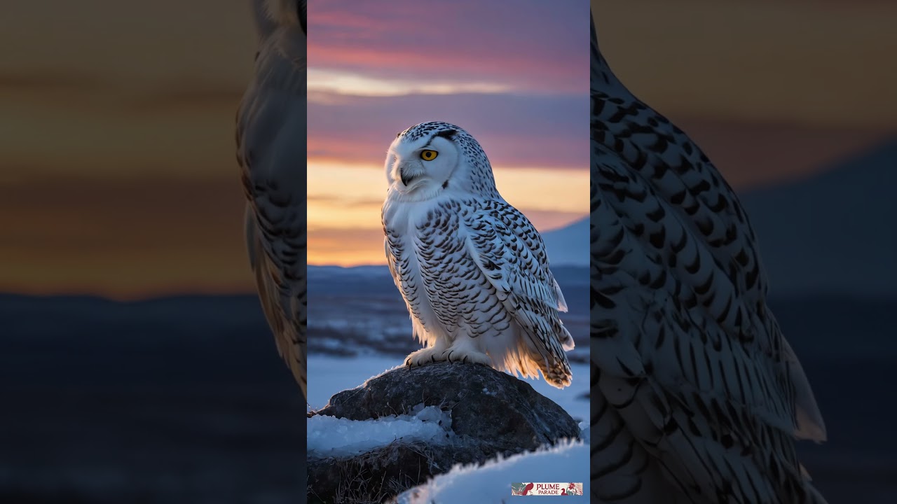 Snowy Owl in Sunset Glow: Nature’s Winter Icon 🦉✨
