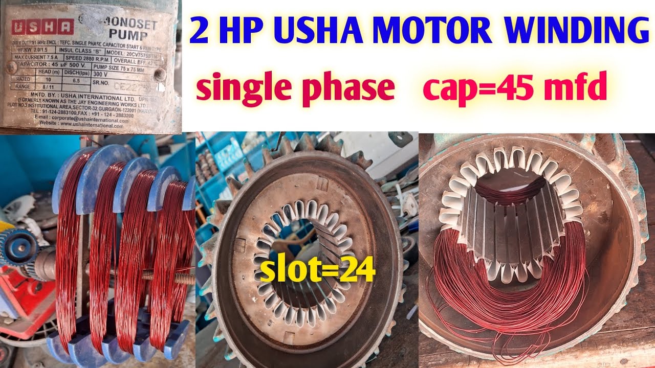 2 hp usha motor winding data // 2 hp उषा मोटर वाइंडिंग