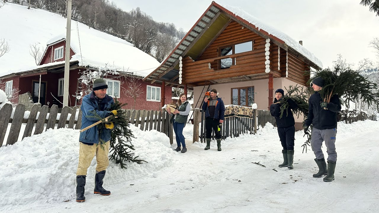 Rural Life in the Carpathians 🏔️ Winter Day in the Mountain