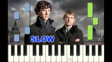 SLOW piano tutorial "THE GAME IS ON" from SHERLOCK, 2010, with free sheet music (pdf)